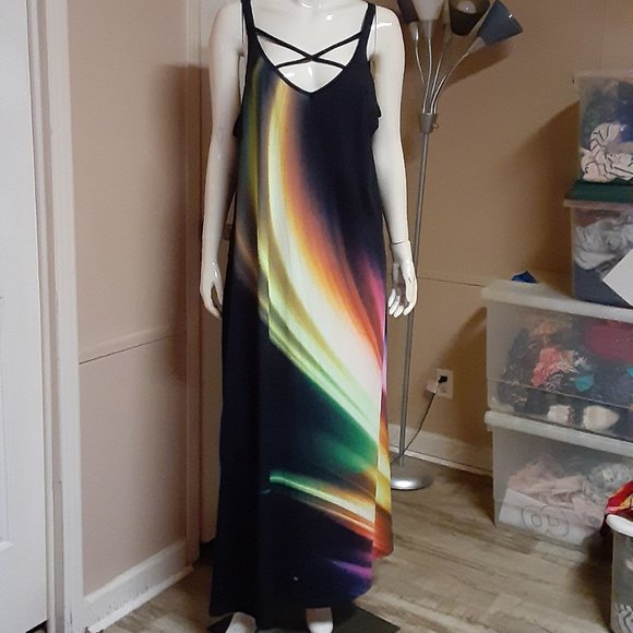 Boutique Dresses & Skirts - Black & Rainbow Maxi